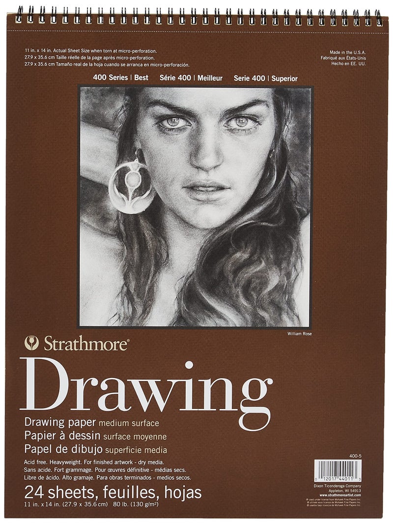 Strathmore Medium Drawing Spiral Paper Pad 11X1424 Sheets 400500