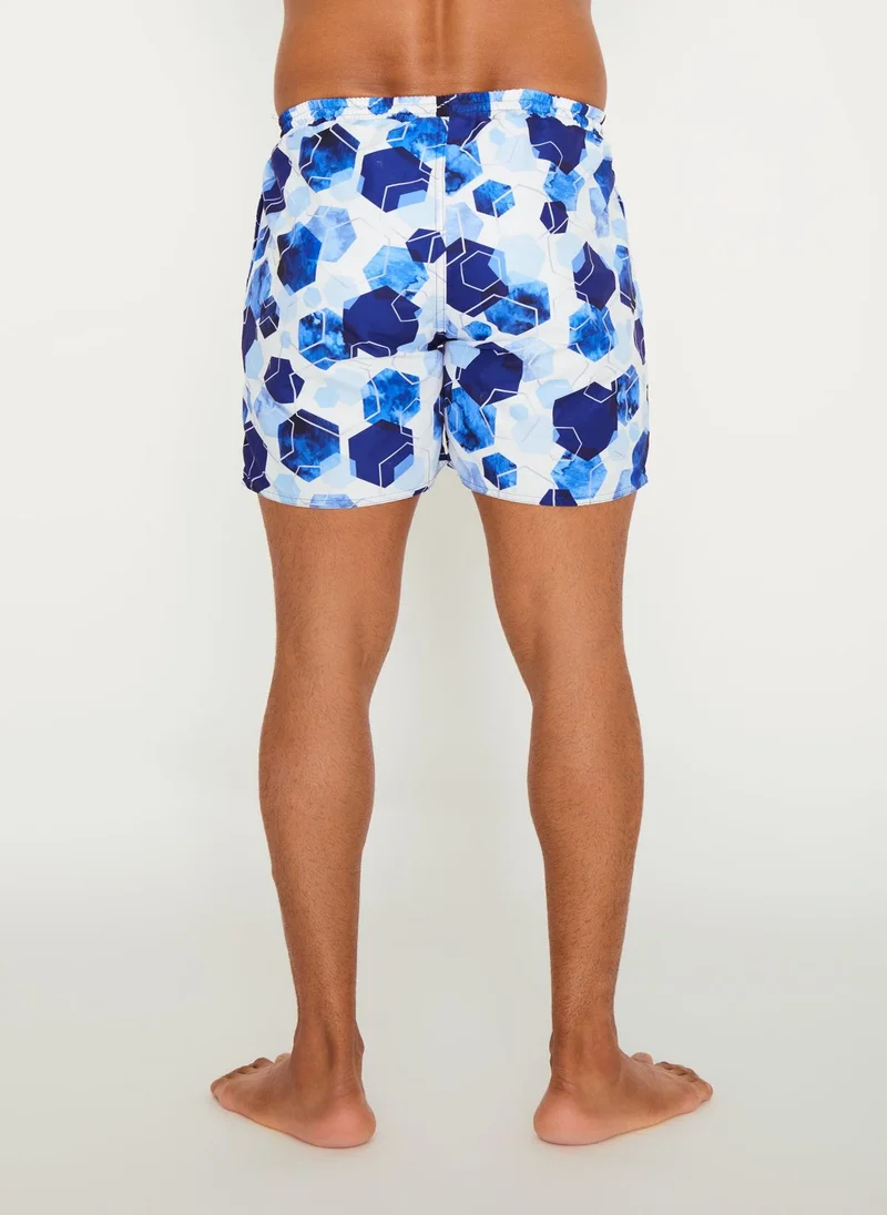 كويجا صن وير COEGA Mens Boardshorts - Navy Watercolour Hexagons