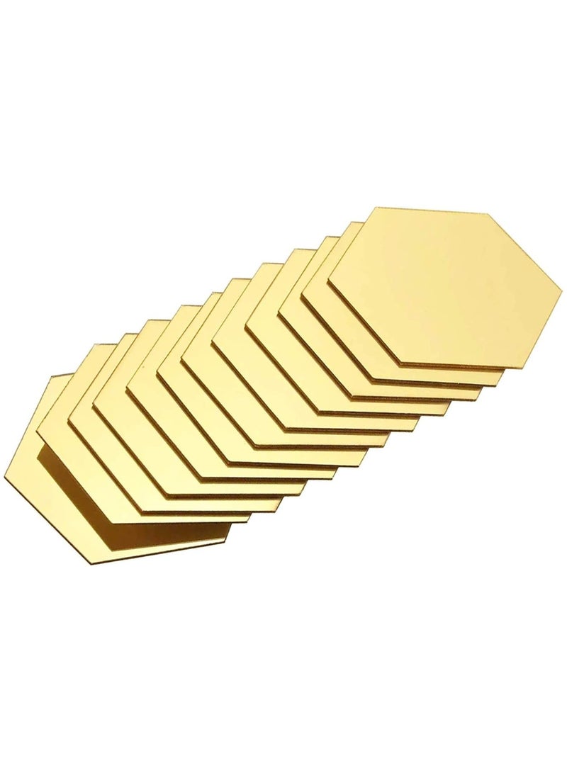 TPGP Frameless Mirror Tiles Self-Adhesive Crystal Mirror Bathroom Mirror Hexagon Mirror Tiles Hexagon Mirror Acrylic for Living Room for Dressing Room Bedroom and Living Room Decor Pack of 24 - Image 1
