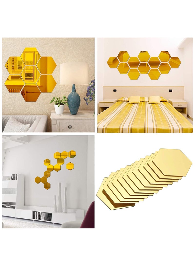 TPGP Frameless Mirror Tiles Self-Adhesive Crystal Mirror Bathroom Mirror Hexagon Mirror Tiles Hexagon Mirror Acrylic for Living Room for Dressing Room Bedroom and Living Room Decor Pack of 24 - Image 3