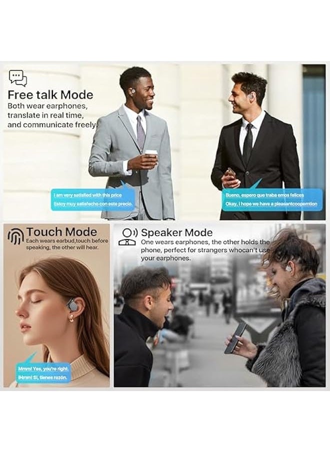 AI Language Translator Earbuds, OWS Real-Time 3-in-1 Translation Earbuds 144 Languages & Accents, Translation Device for Travel Business Learning, Black