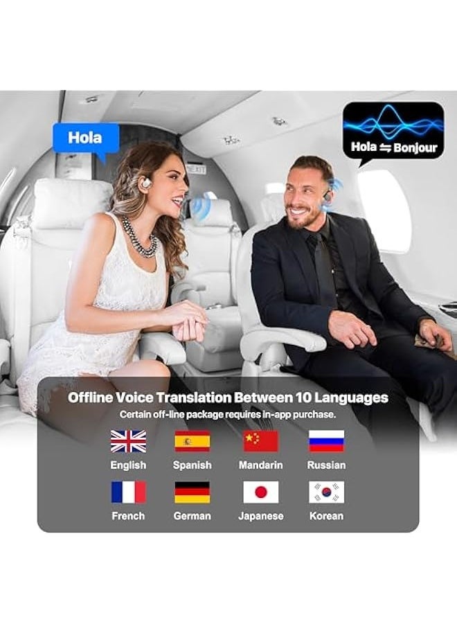 AI Language Translator Earbuds, OWS Real-Time 3-in-1 Translation Earbuds 144 Languages & Accents, Translation Device for Travel Business Learning, Black