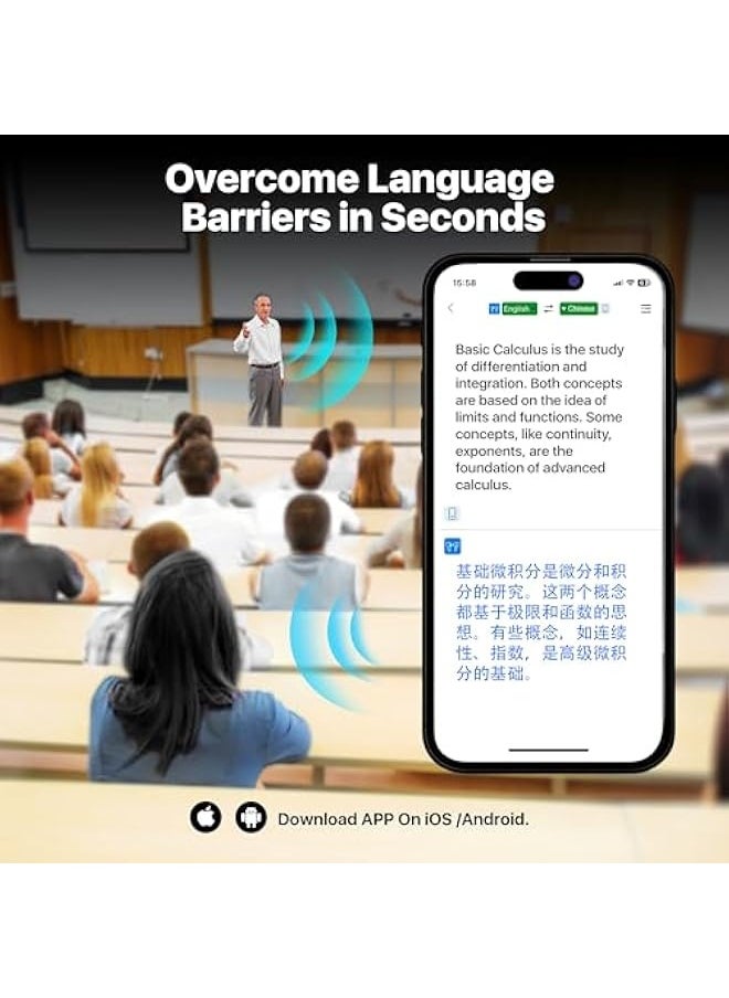 AI Language Translator Earbuds, OWS Real-Time 3-in-1 Translation Earbuds 144 Languages & Accents, Translation Device for Travel Business Learning, Black