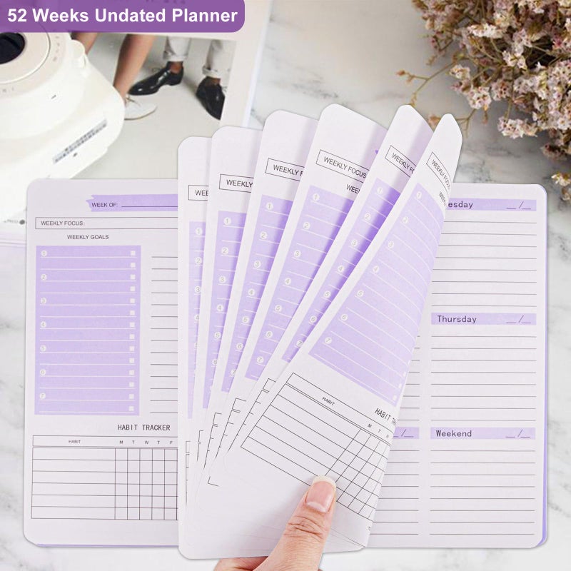 Aosemili Undated Weekly Planner Purple A5 Personal Goals Journal Non Dated Kids Weekly Planner to Do List with Goal Habit Tracker Organizer, Cute Undated Week Planners with Spiral Binding for Kids School Work - Image 4