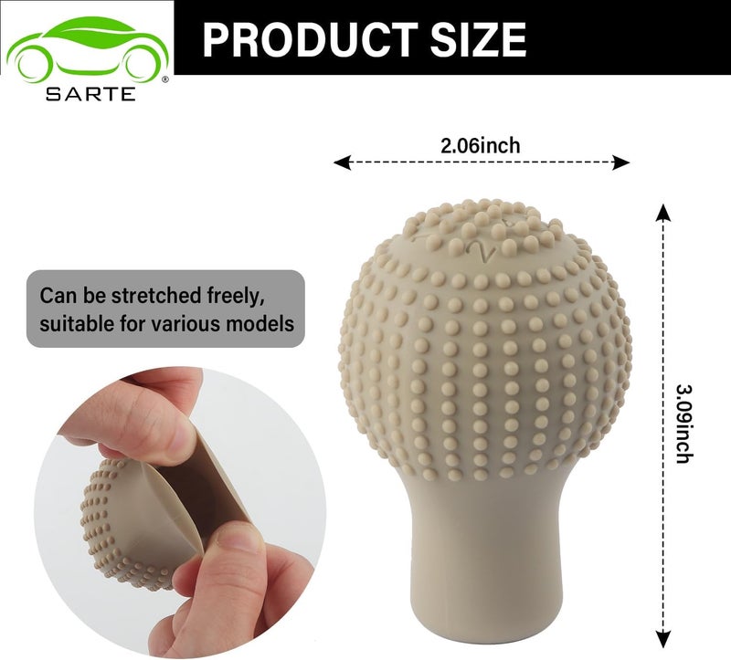 SARTE Car Gear Knob Protector Silicone Gear Shifter Cover for Anti-Scratch Car Gear Knob Cover and Dust Proof Nonslip Gear Cover for Car Universal Fit Silicon Car Gear Knob Stylish-Beige - Image 2