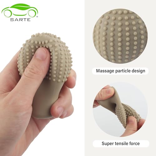 SARTE Car Gear Knob Protector Silicone Gear Shifter Cover for Anti-Scratch Car Gear Knob Cover and Dust Proof Nonslip Gear Cover for Car Universal Fit Silicon Car Gear Knob Stylish-Beige - Image 3