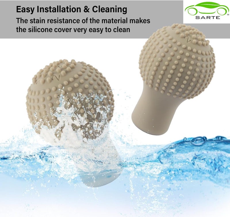 SARTE Car Gear Knob Protector Silicone Gear Shifter Cover for Anti-Scratch Car Gear Knob Cover and Dust Proof Nonslip Gear Cover for Car Universal Fit Silicon Car Gear Knob Stylish-Beige - Image 4