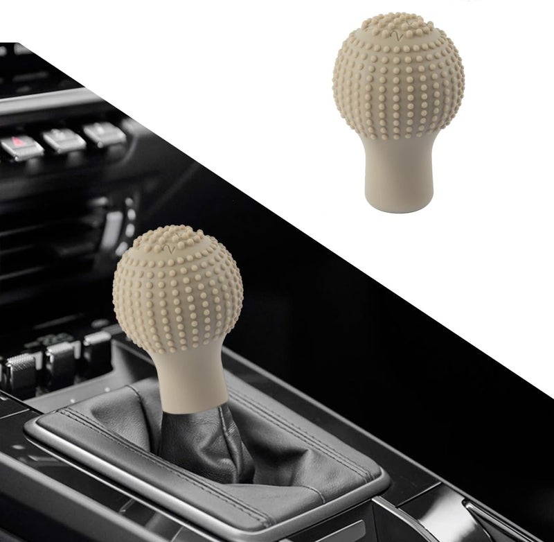 SARTE Car Gear Knob Protector Silicone Gear Shifter Cover for Anti-Scratch Car Gear Knob Cover and Dust Proof Nonslip Gear Cover for Car Universal Fit Silicon Car Gear Knob Stylish-Beige - Image 1