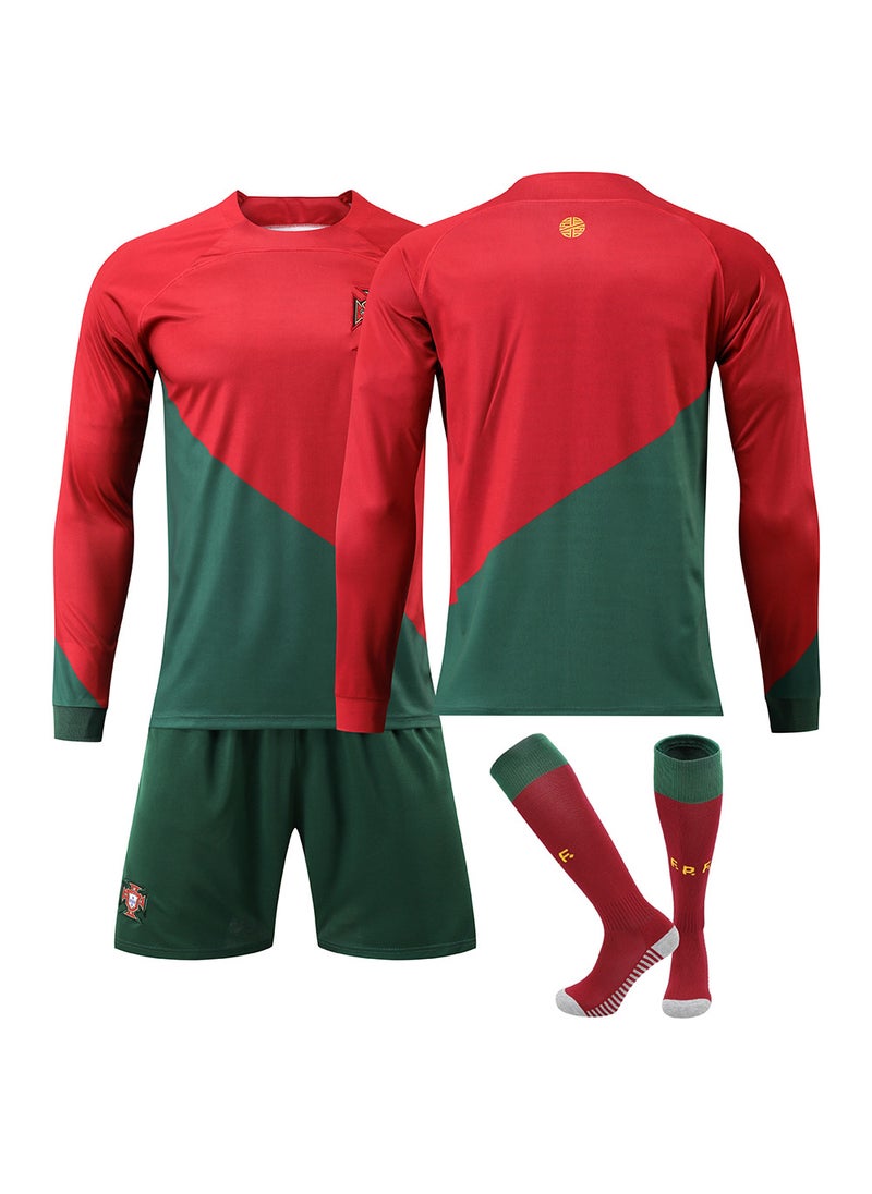 Generic Portugal World Cup Long Sleeve Soccer Kit #7 Ronaldo #8 Bruno Child No size with socks 