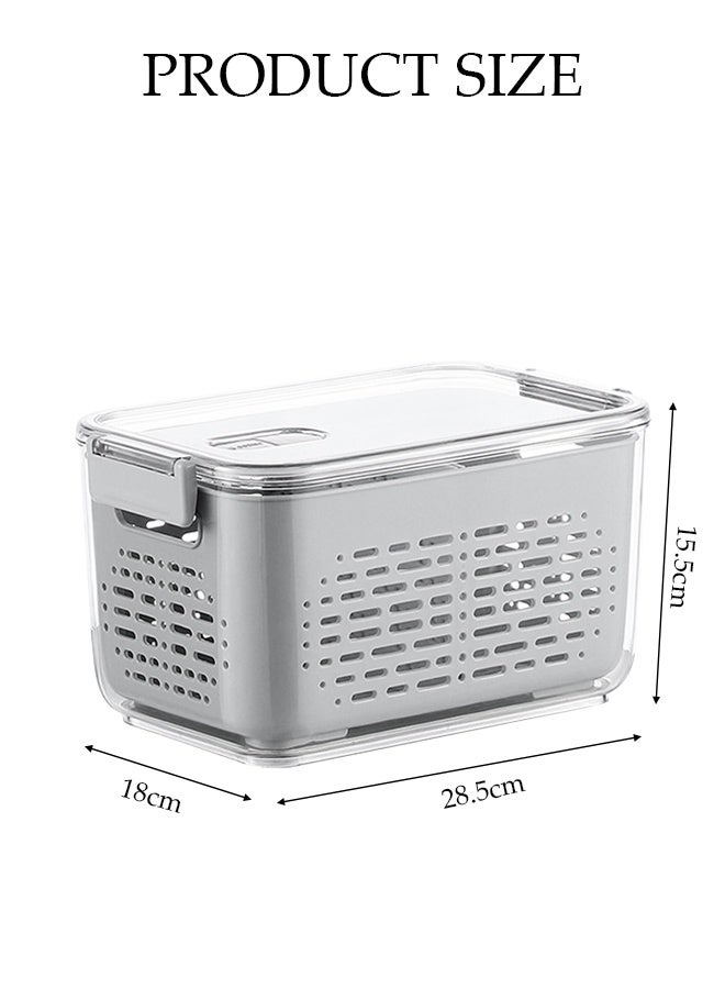 DUNISO حاوية تخزين المطبخ للحفاظ على الطازج مع سلال تصريف وفواصل ، 3 في 1 كريسبير تصريف للفواكه والخضروات ، صندوق تخزين الطعام في الثلاجة مع غطاء - Image 2
