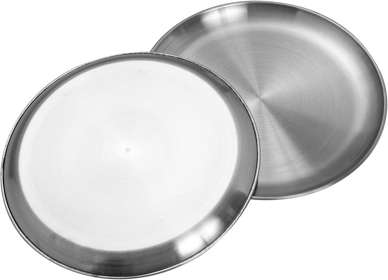 CAMBUY Stainless Steel Plates 9 inch 304 Metal Lightweight Unbreakable Dinner Dishes Plates Set NonToxin Dishwasher Safe BPA Free and Healthy 10 Pcs - Image 2