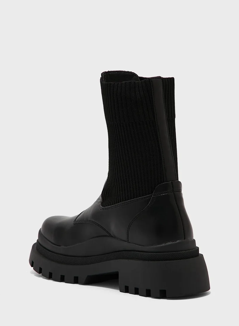 Truffle Chunky Chelsea Biker Boots
