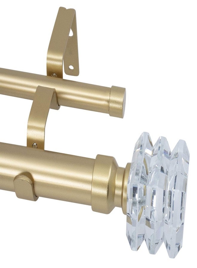 Meriville 1-Inch Diameter Lione Telescoping Double Window Treatment Curtain Rod, Crystal Finial (48"-84", Royal Gold) - Image 1
