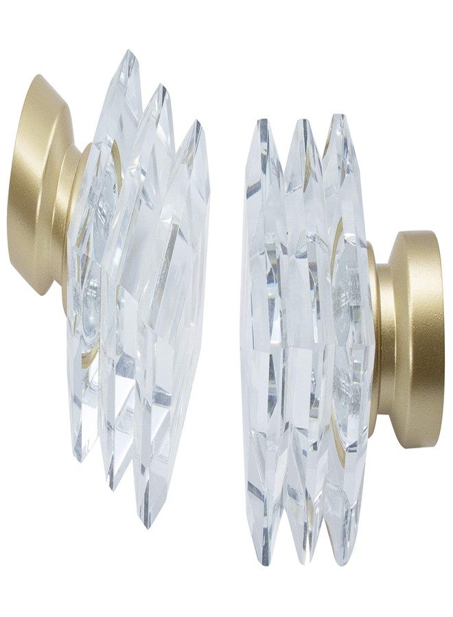 Meriville 1-Inch Diameter Lione Telescoping Double Window Treatment Curtain Rod, Crystal Finial (48"-84", Royal Gold) - Image 2