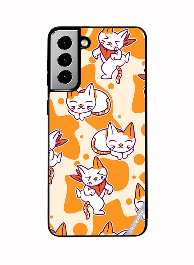 VR CREATIVE Protective Case Cover For Samsung Galaxy S21 FE 5G Chilling Cat Pattern Design Multicolour - Image 1