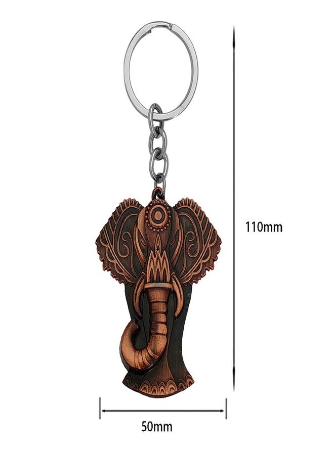 M Men Style Textured Elephant Head Ganesha Statue Copper Zinc Metal Keychain and Keyring Gift For Men And Women - Image 3