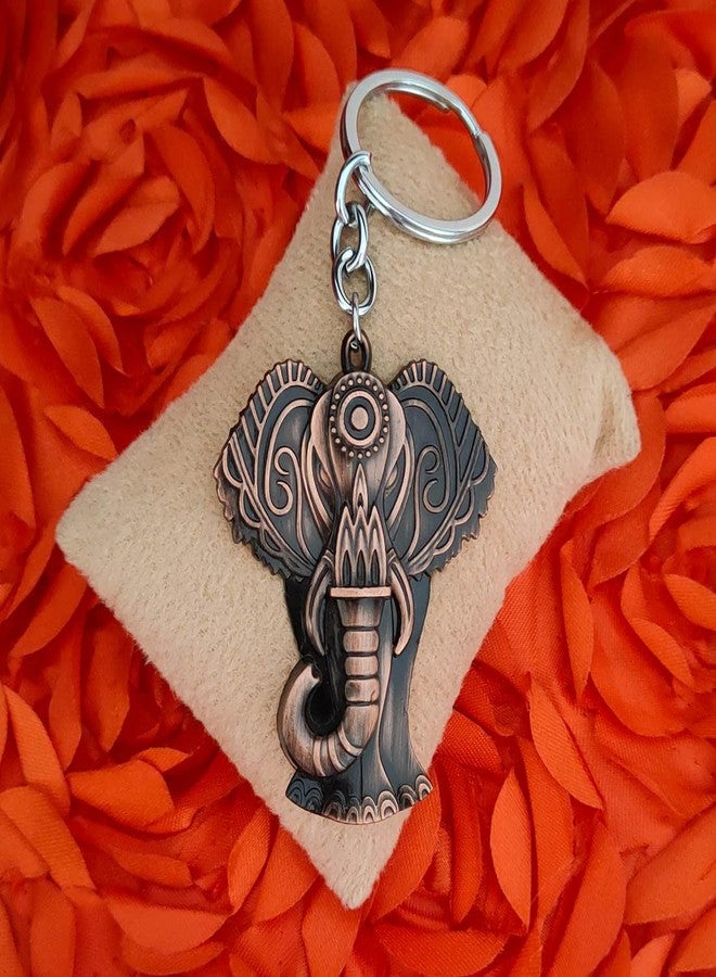 M Men Style Textured Elephant Head Ganesha Statue Copper Zinc Metal Keychain and Keyring Gift For Men And Women - Image 5