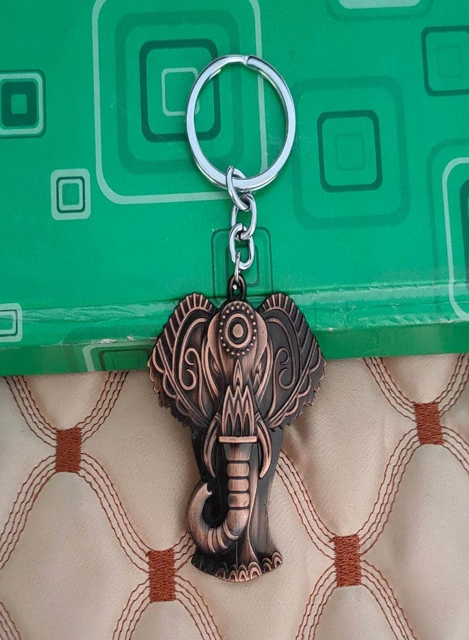 M Men Style Textured Elephant Head Ganesha Statue Copper Zinc Metal Keychain and Keyring Gift For Men And Women - Image 4