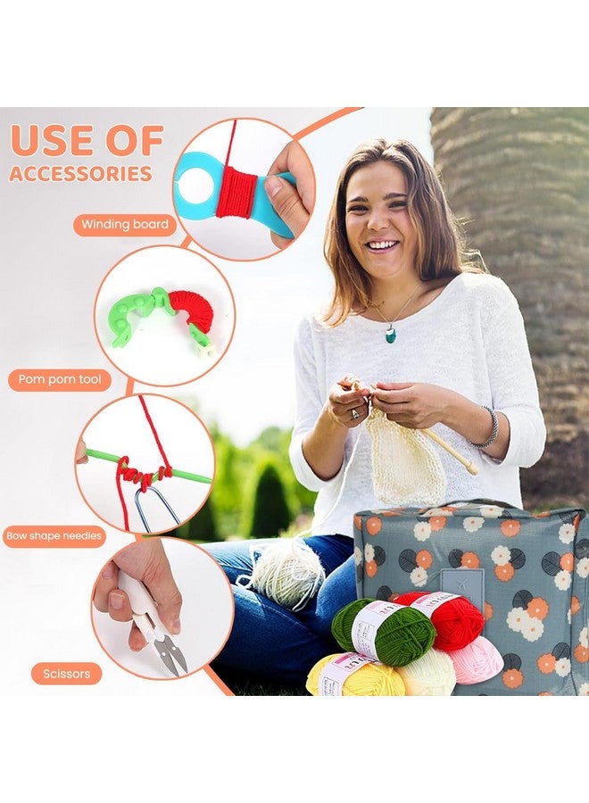 Tusmad 107-Piece Crochet Needle Kit for Beginners - Complete Crochet Set with Ergonomic Hooks, Travel Bag, Tools & Accessories for Adults and Kids - Ideal Crochet Supplies Kit with Blue Flower Bag - Image 4
