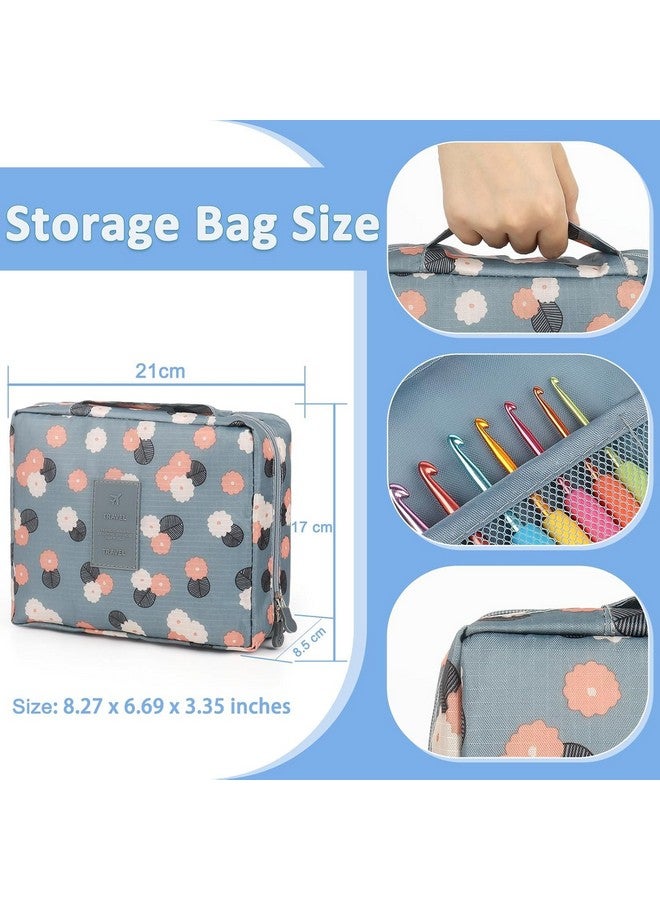 Tusmad 107-Piece Crochet Needle Kit for Beginners - Complete Crochet Set with Ergonomic Hooks, Travel Bag, Tools & Accessories for Adults and Kids - Ideal Crochet Supplies Kit with Blue Flower Bag - Image 3