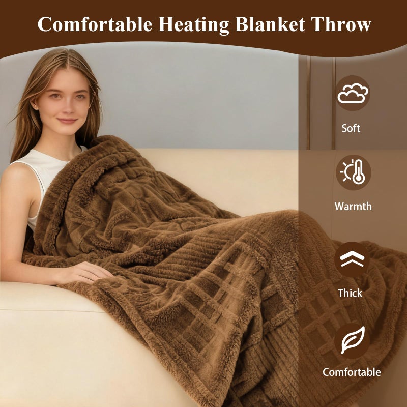 Eastsora Heated Blanket Electric,Waffle Heating Blanket with 12 Heat Levels, Fast Heating Blanket with 1-12 Timer Settings, Overheat Protection with ETL & FCC for Home Office Sofa-50"x60" - Image 4