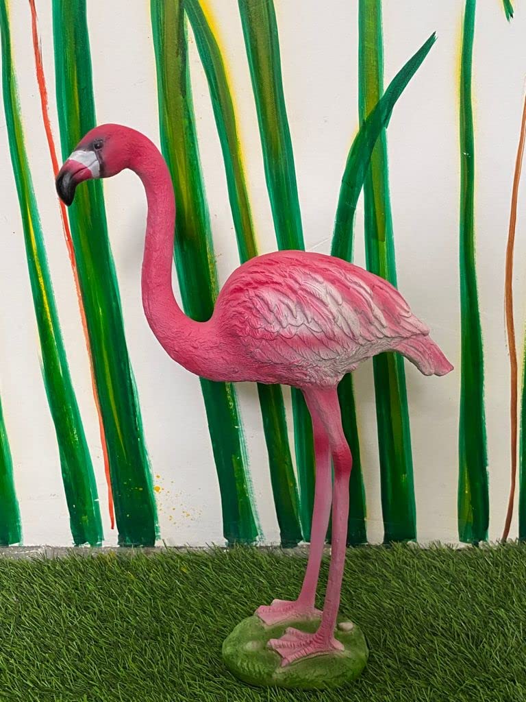 The Decorshed polyresin 17" inch Flamingo for Home Decor Garden Decor Room Decor Colour : Pink& White - Image 2