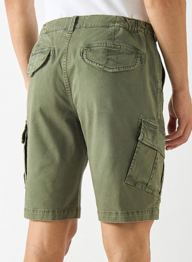Ecko Unltd. Ecko Unltd Solid Relaxed Fit Cargo Shorts with Button Closure - Image 3