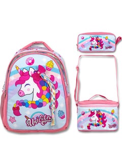 Famebag -Ümit Bag Colorful Unicorn School Bag Lunch and Pencil Bag Set  - Image 1