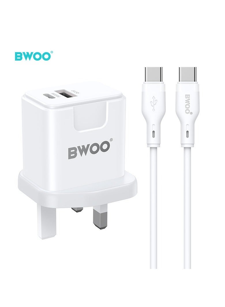 بوو طقم شحن PD 20W + QC 18W مع ​​كابل بيانات Type-C إلى Type-C بقوة 65W - Image 2
