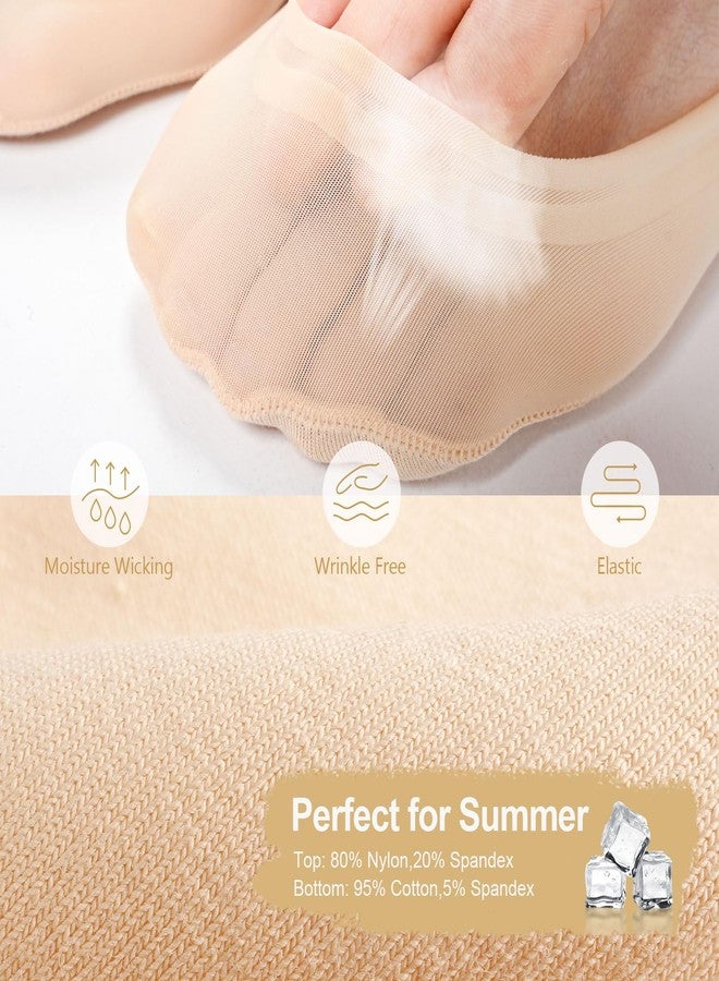 FAYBOX 6 Pairs No Show Socks Womens Ultra Low Cut Nylon Thin Socks for Flat Invisible Non Slip Liner Footies Size 6-8 - Image 4