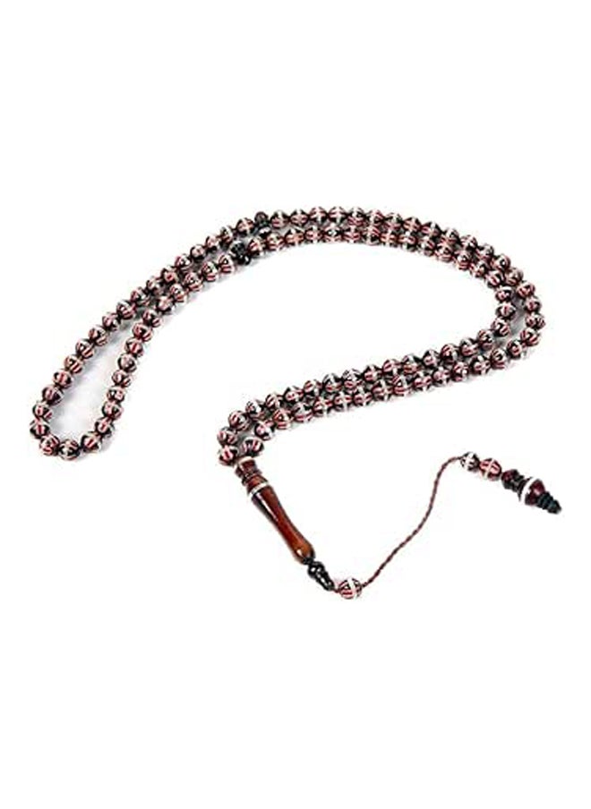 Generic mm coke wood rosary red paste in silver 