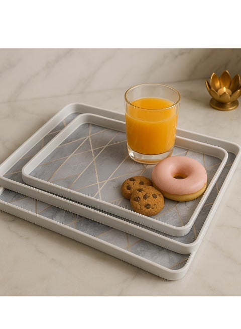 Set of 3 melamine trays for serving tea and coffee