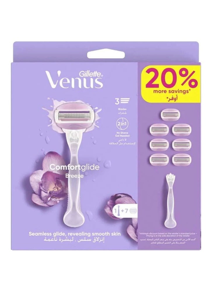 فينوس جيليت فينوس كومفورت جلايد بريز ماكينة الحلاقة النسائية - 7 شفرات - Image 3
