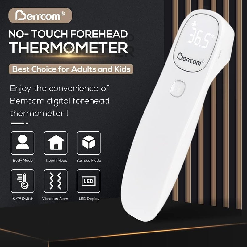 بيركوم Non Contact Infrared Thermometer Digital Forehead Thermometer for Adults and Kids Temperature Thermometer 3 in 1 with Fever Alert Touchless Baby Thermometer Large LED Display - Image 2