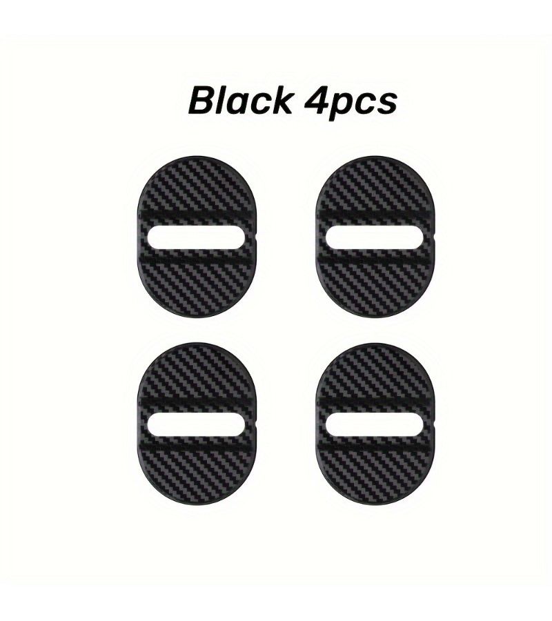 Black 4pcs Car Door Lock Protective Covers Rust Proof Shock Absorbing Guards - Image 3