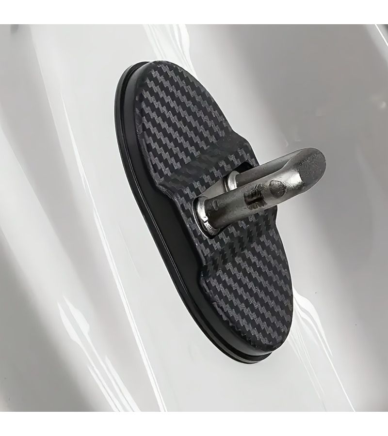 Black 4pcs Car Door Lock Protective Covers Rust Proof Shock Absorbing Guards - Image 4