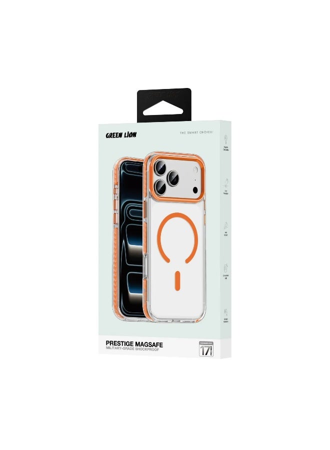 GREEN LION iPhone 17 Pro Max MagSafe Case Prestige with High Grade Shockproof & PC-TPU Hybrid Build / Metal Buttons / Camera Protection / Comfortable Grip / Anti-Scratch Back Cover / Drop Protection / Anti Fingerprint - Orange - Image 5