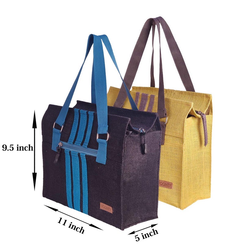 Foonty Eye Candy Daily use Men/Women Jute Lunch Bag(Pack of 2,Multicolor,FFFWB6017E) - Image 3