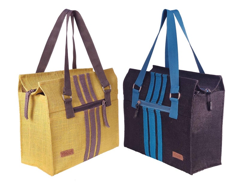 Foonty Eye Candy Daily use Men/Women Jute Lunch Bag(Pack of 2,Multicolor,FFFWB6017E) - Image 1