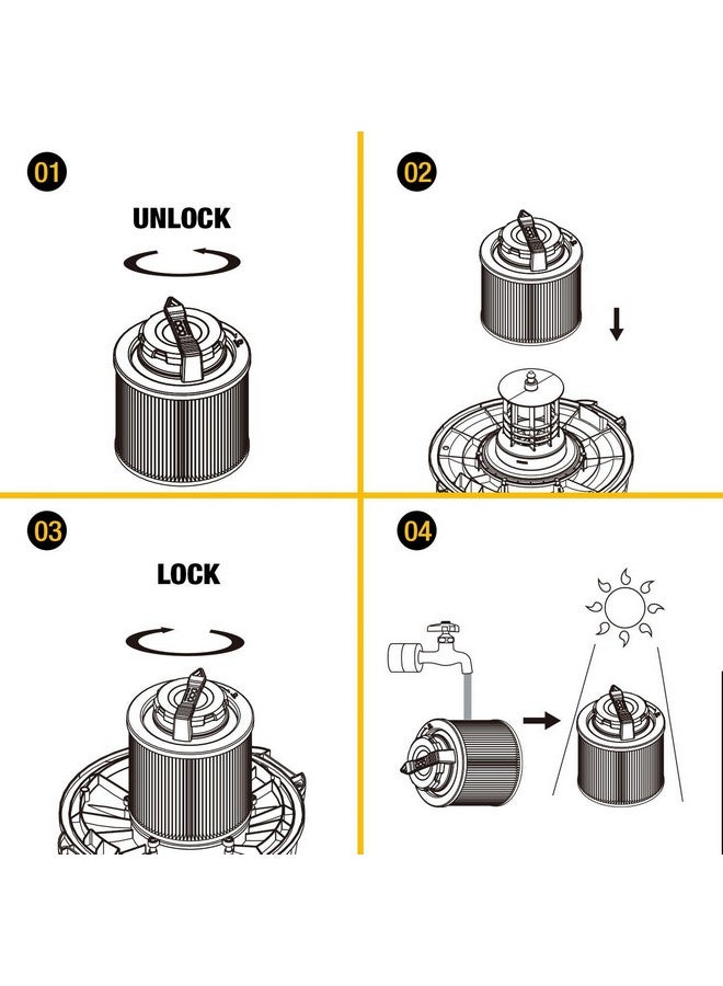 DEWALT HEPA Cartridge Filter for Wet and Dry Vacuum Black and Green 6 x 6 x 6 Inch DXVC4003 - Image 5