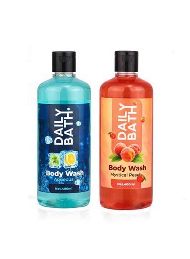 Jeehukm All Skin Types Daily Bath Body Wash Aqueous & Mystical Peach Pack Of 2 (400 ML EACH) BATH LOAF FREE - Image 1