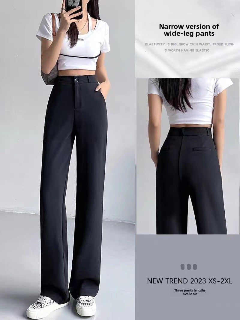 2023 Autumn High-Waist Slim Trousers for Petite Women Black 