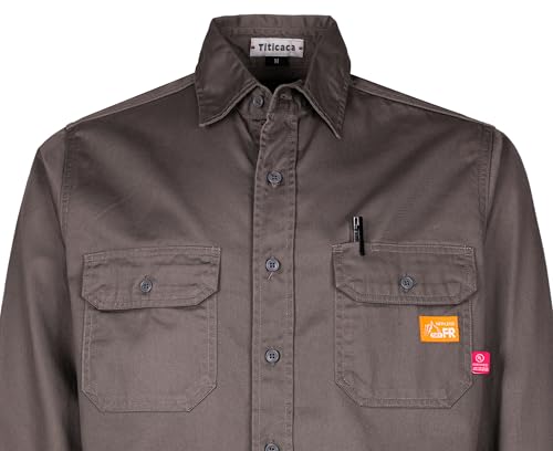 Titicaca FR Shirt Flame Resistant Men's Cotton 6.5oz Lightweight Gray Uniform Shirt - Image 5