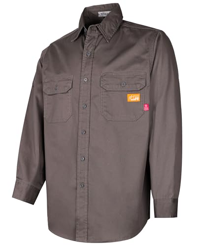Titicaca FR Shirt Flame Resistant Men's Cotton 6.5oz Lightweight Gray Uniform Shirt - Image 4