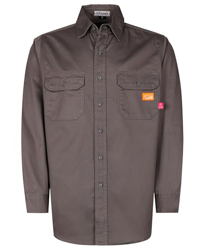 Titicaca FR Shirt Flame Resistant Men's Cotton 6.5oz Lightweight Gray Uniform Shirt - Image 1