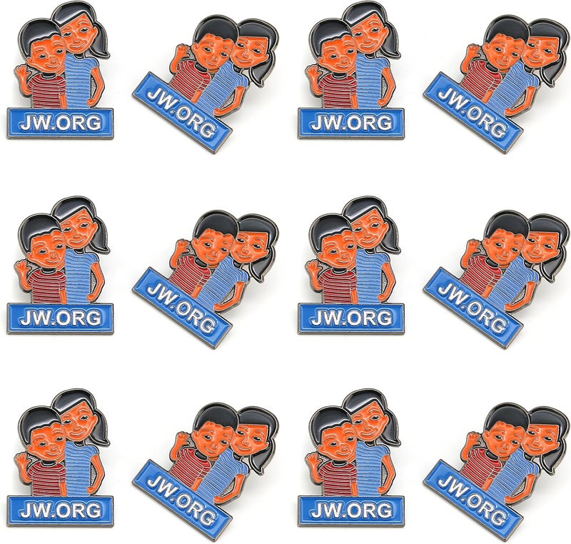 TONOS JW.org Caleb and Sophia Pins – 12 Pack Kids Badges – Become Jehovah’s Friend Cartoon Button Pins, Gifts for Young Jehovah’s Witnesses - Image 1