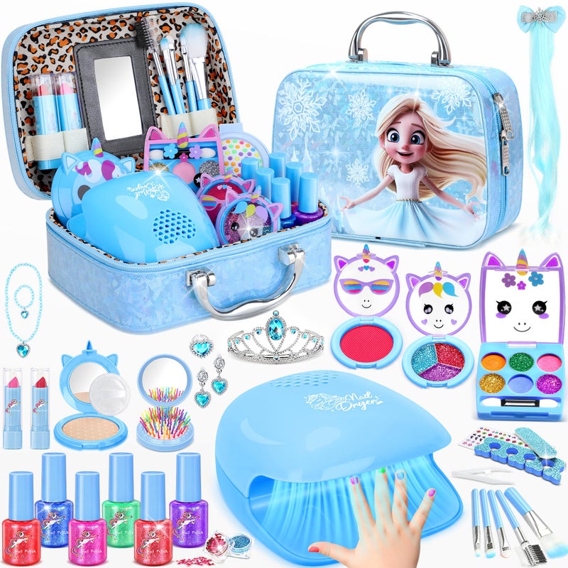 PERRYHOME Kids Makeup Kit for Girl Frozen Real Washable Cosmetic Set NonToxic Makeup Toys Kids Nails Set for Girls 2026 New Princess Toys Birthday Gifts for Girls for 3 4 5 6 7 8 Years Old - Image 3