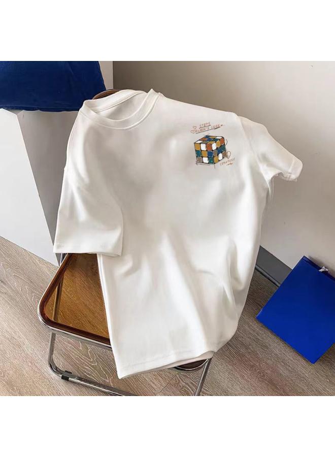 VUELO Heavy Cotton Short-sleeved Women's T-shirt Fashion Brand Round Neck Loose All-match Summer Undershirt Top Clothing  - Image 1