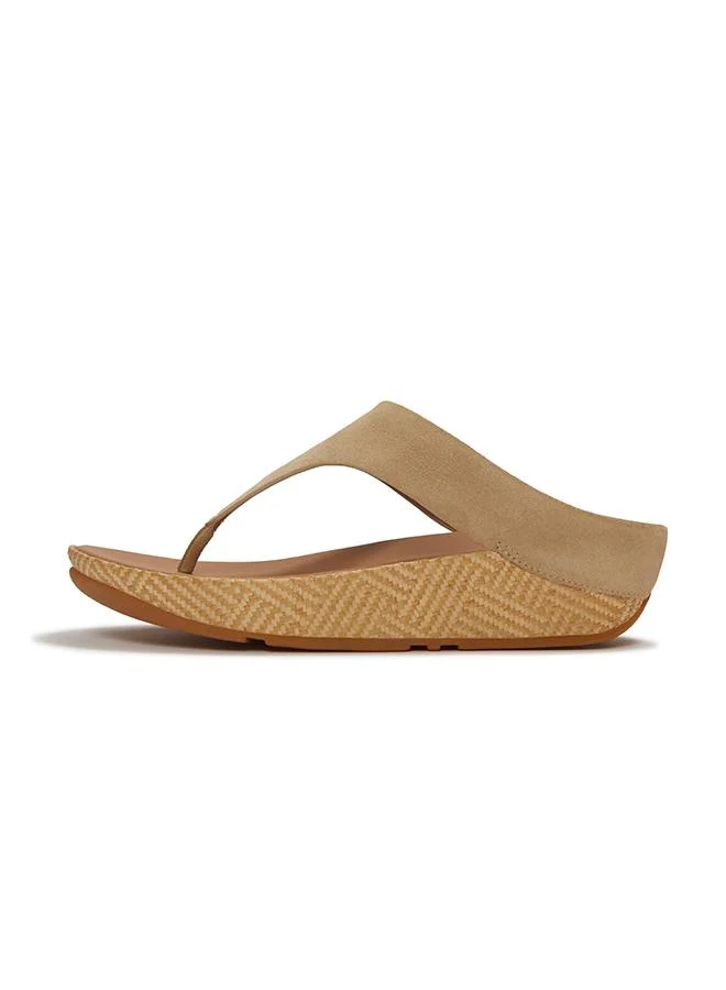 فيت فلوب LULU LUX GRAPHIC-WEAVE SUEDE TOE-POST SANDALS