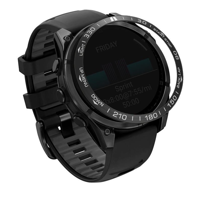 Abanen Stainless Steel Watch Bezel for Garmin Fenix 8 51mm, Polished Adhesive Cover Anti-Scratch Protector Cover Ring for Fenix 8 47mm (Black, 51mm) - Image 1